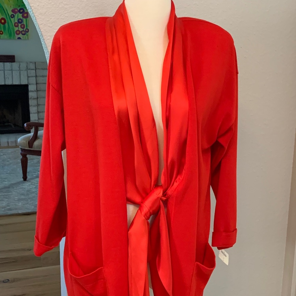 Escada red sweater jacket never worn with tags